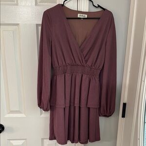 Maroon Long Sleeve Dress